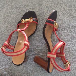 Talbots Blue and Red Sandal Heels 7 1/2 B Like New